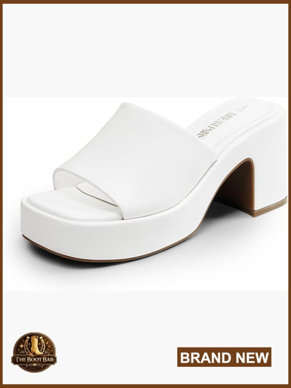 Chunky Platform Square Toe Slip On Heels